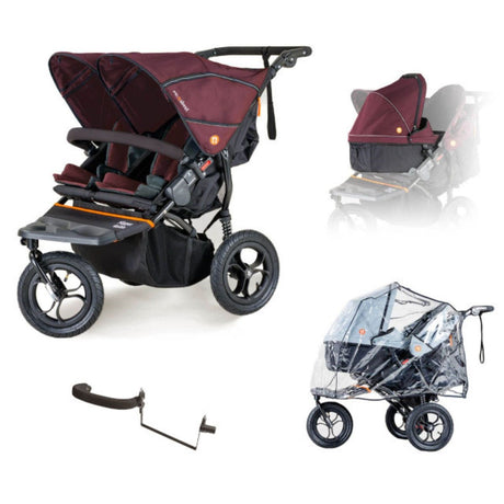 Out 'n' About Nipper Double V5 Newborn And Toddler Starter Bundle, Brambleberry Red